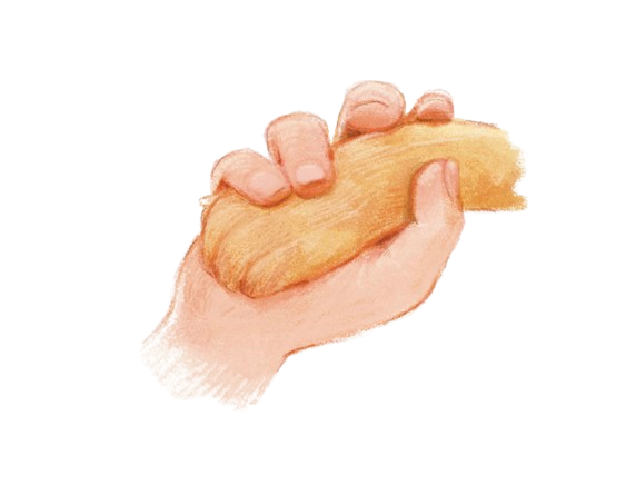 A hand gently holding a golden puppy paw — the bond between human and dog